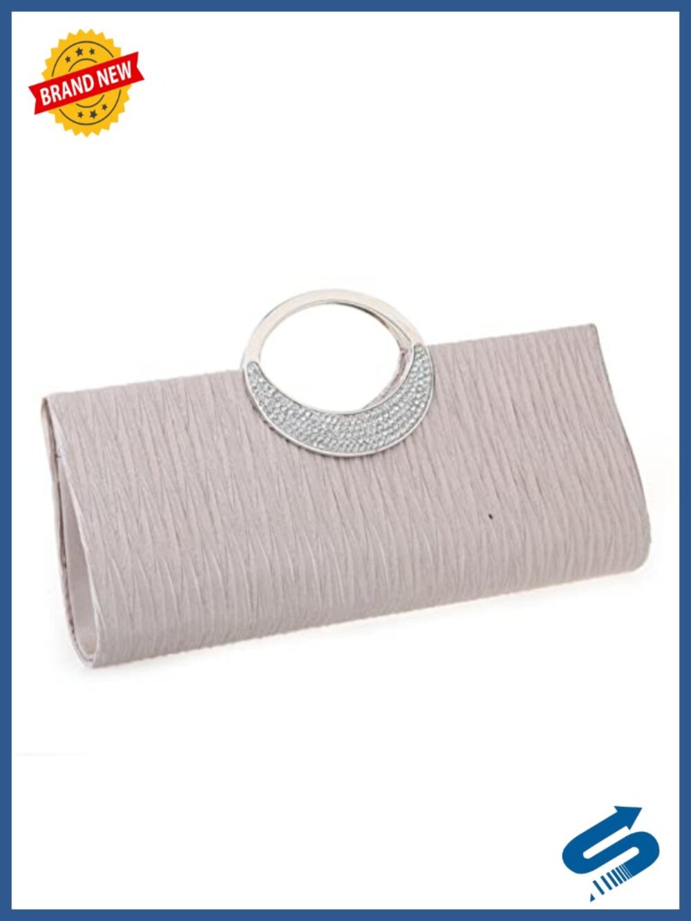 Rhinestone Glitter Pleated Wedding Evening Clutch Wristlet Crossbody Bag